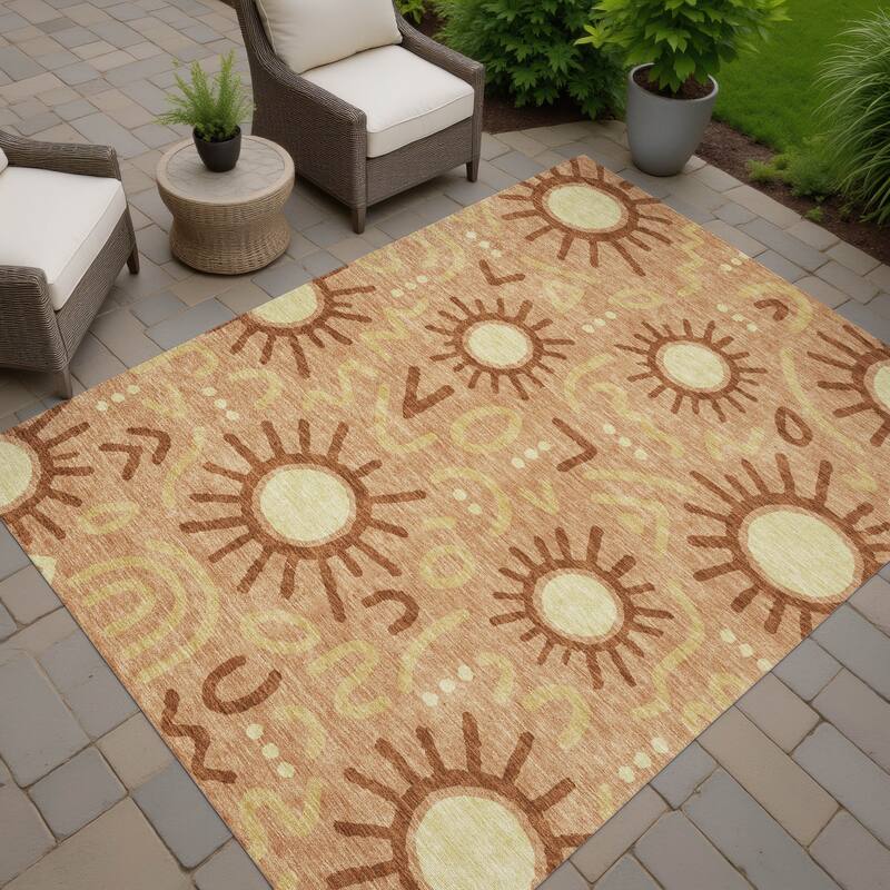 Machine Washable Indoor/ Outdoor Modern Sol Chantille Rug