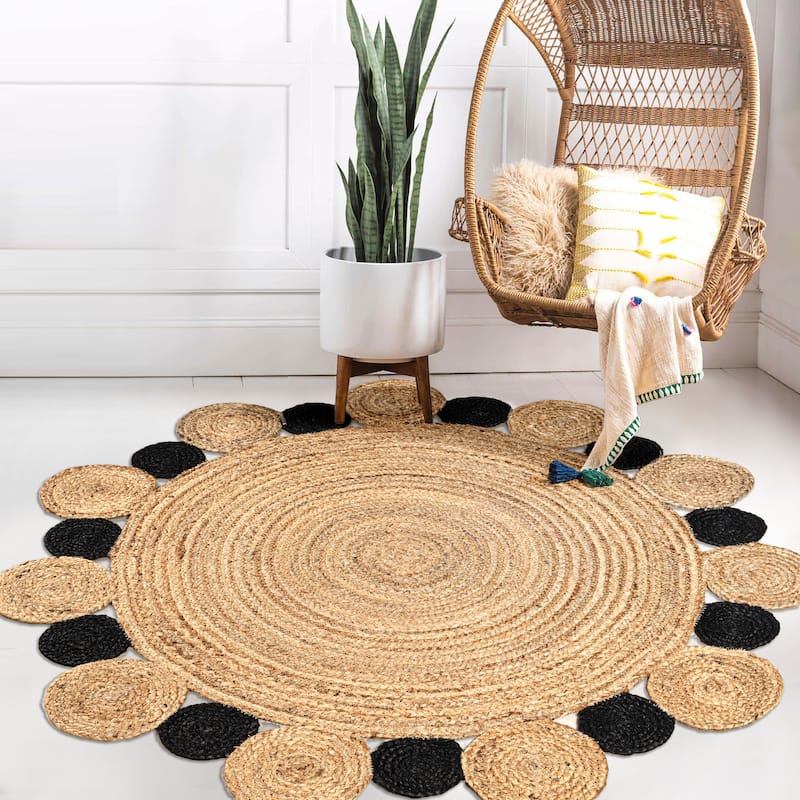 JONATHAN Y Aurora Geometric Jute Circle Area Rug