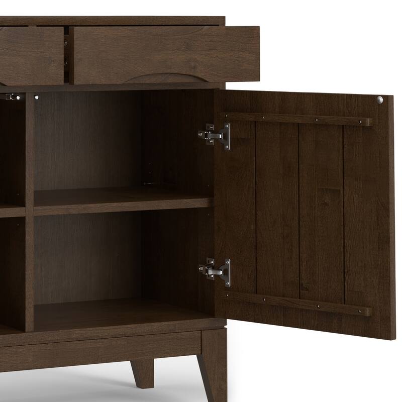 Simpli Home Harper Solid Wood 40 inch Storage Cabinet in Walnut Brown (Set of 2) - 40" W x 15 "D x 36" H