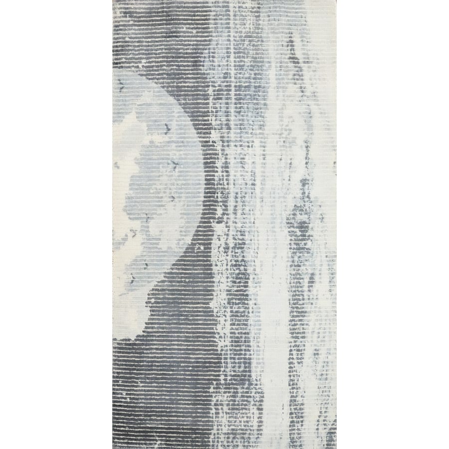 Hand Knotted Oriental Viscose Silk Carpet Modern Abstract Greys & Charcoal Abstract Area Rug - 4' 0'' X 2' 0''
