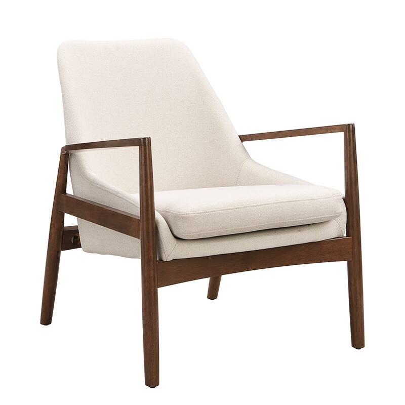 Sherpa Fabric Accent Chair Set of 2 with Solid Wood Frame, Upholstered & Comfortable for Living Room - Beige
