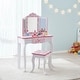 preview thumbnail 3 of 23, Teamson Kids Wooden Play Vanity Set with Tri-Fold Mirror, Storage Drawer and Stool, Kids Dressing Table for Girls Ages 3-5