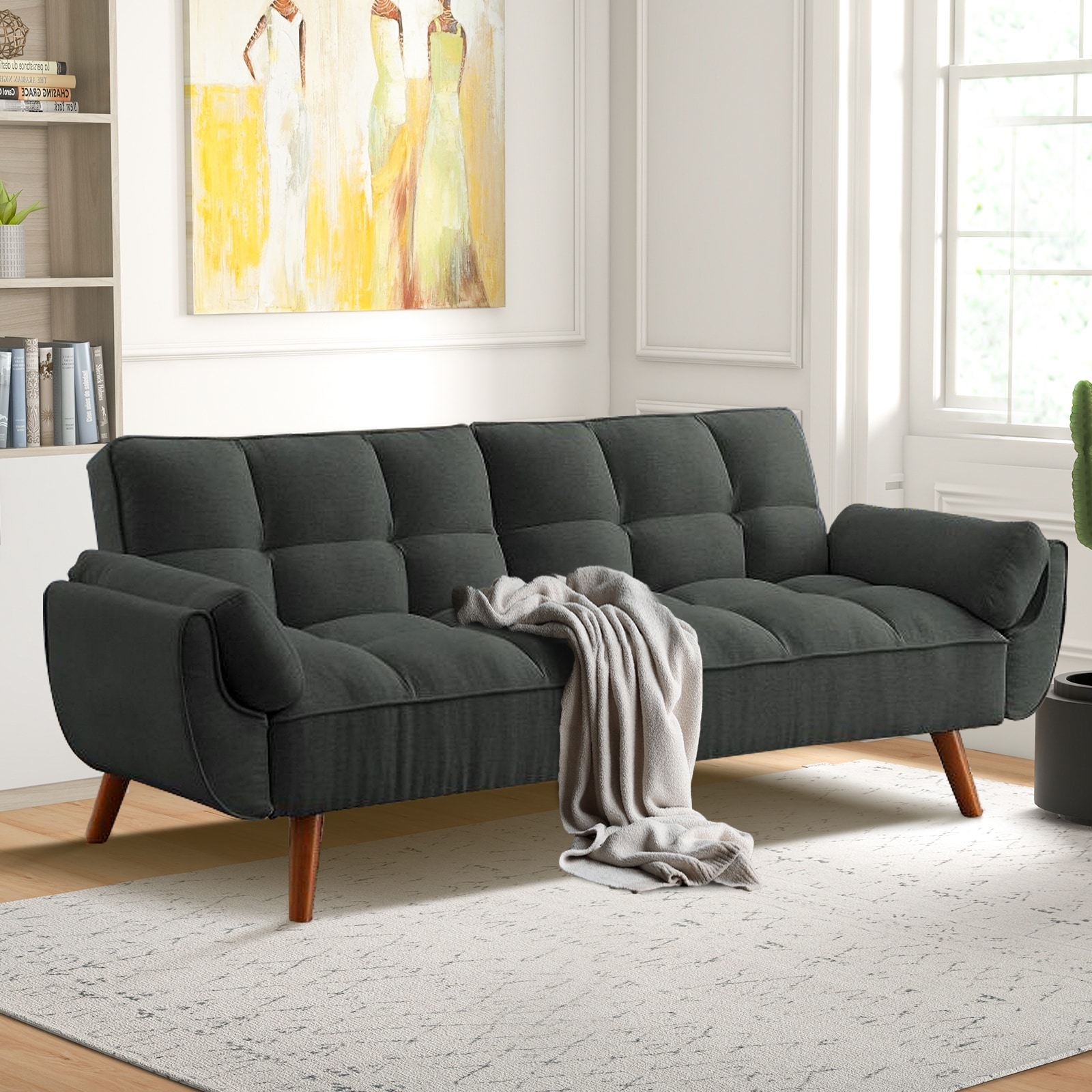 Plush futon sofa deals bed