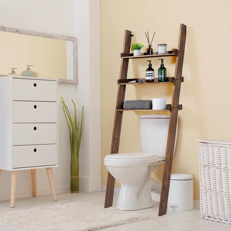 Over The Toilet Decorative Ladder Standing Shelf - 7.75"D x 23.25"W x 66.5"H