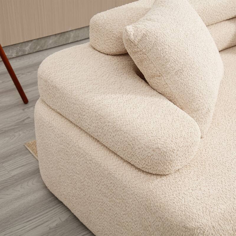 Indoor Foam Sleeper Sofa Bed with Double Backrest and Round Armrests for Living Room or Bedroom