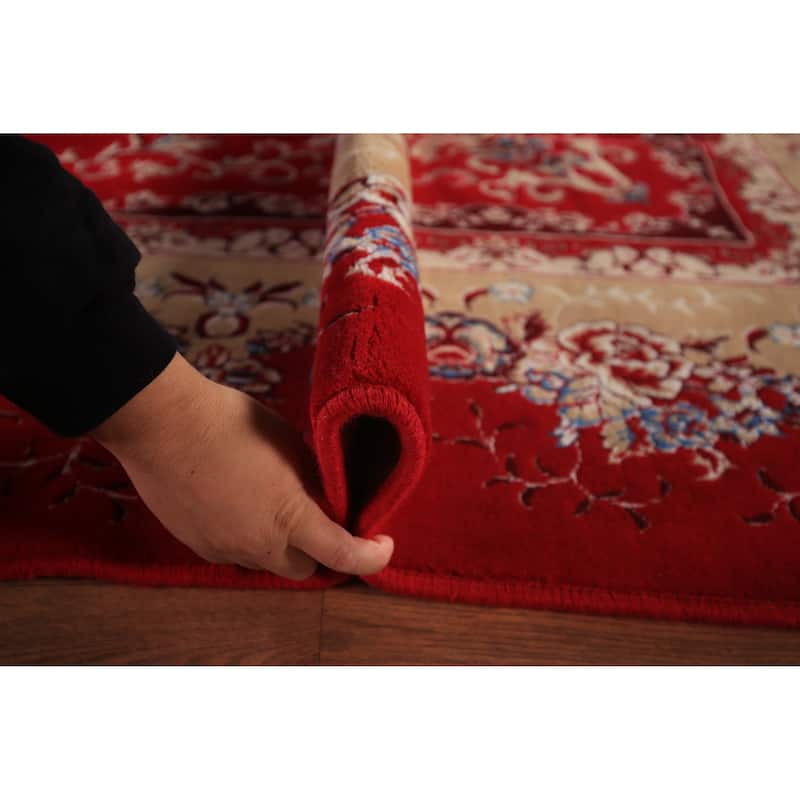 Traditional Kashan Turkish Rug Machine Made Red Oriental Carpet - 9'9" x 13'4"