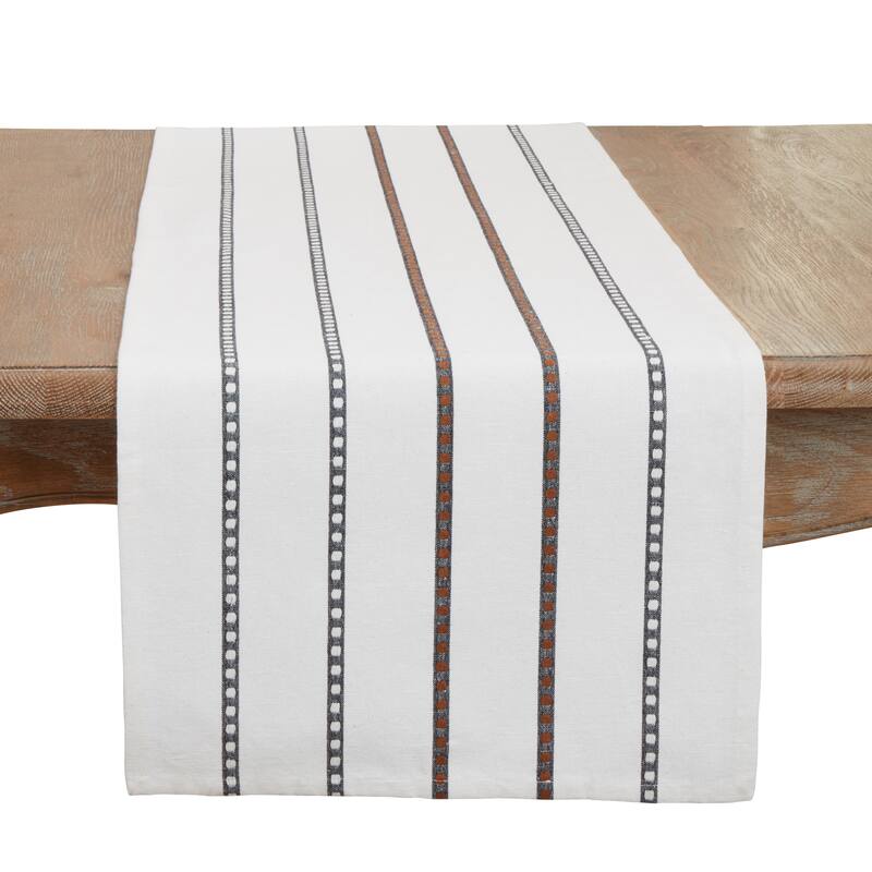 Refined Stripe Table Runner - 16"x72" - 16"x72" - Black/White