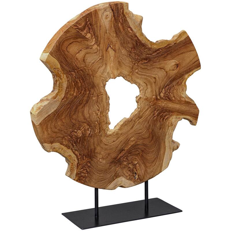 Uttermost 17126 Bahati Wood 22-13/16" Tall Metal and Teak Abstract - Black / Natural
