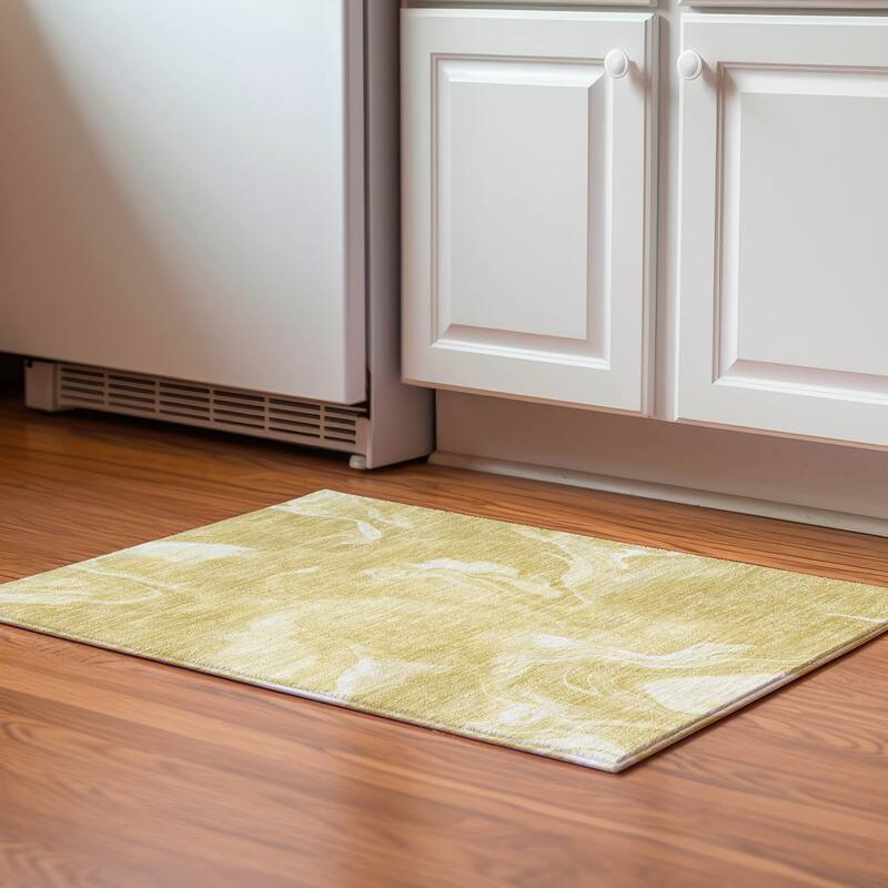 Premium Washable Super Soft Abstract Mayfield Rug - Gold - 1' 8" x 2' 6" - Rectangle