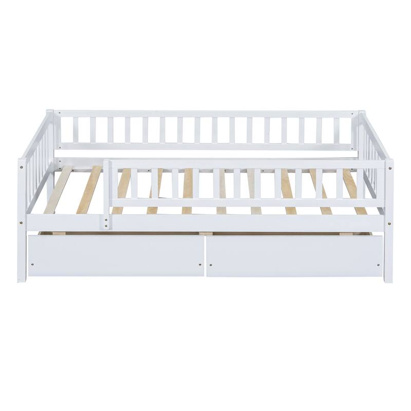Twin Size Daybed with Two Drawers, White, Space-saving and Multi-functional Design