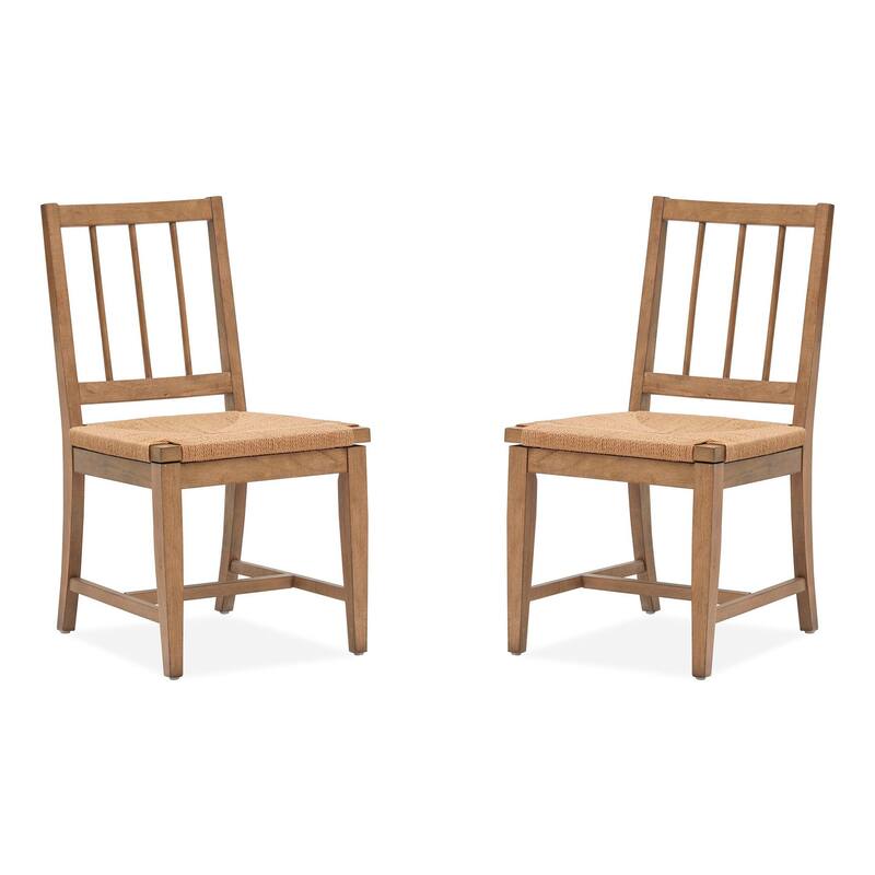 Magnussen Home Lindon Belgian Wheat Paper Cord Side Chair Two Pack - 19.25''W x 22.5''D x 35.5''H - Set of 2 - 19.25''W x 22.5''D x 35.5''H - Belgian Wheat - Dining Height