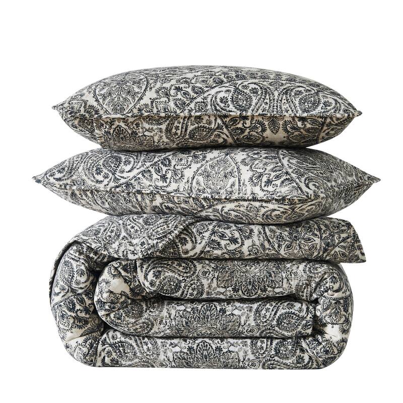 Ashanti Oversized Quilt Set - King - Grey - 3 Piece