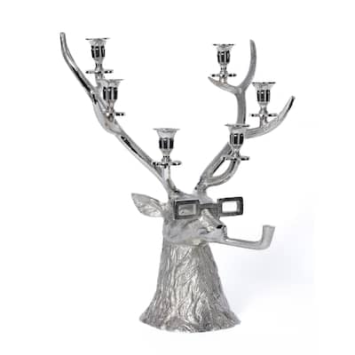 Pipe-Lit Stag 6-Tier Decorative Metal Taper Candleholder