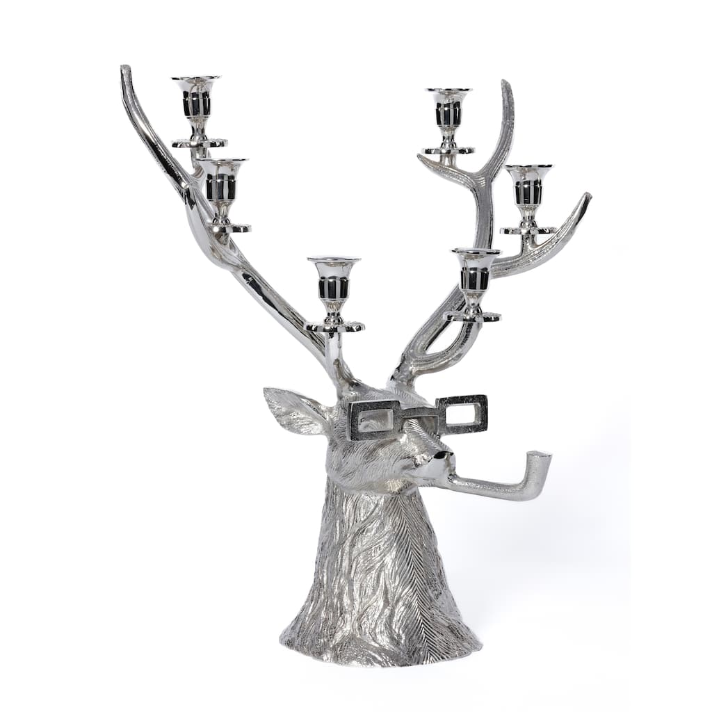 Pipe-Lit Stag 6-Tier Decorative Metal Taper Candleholder