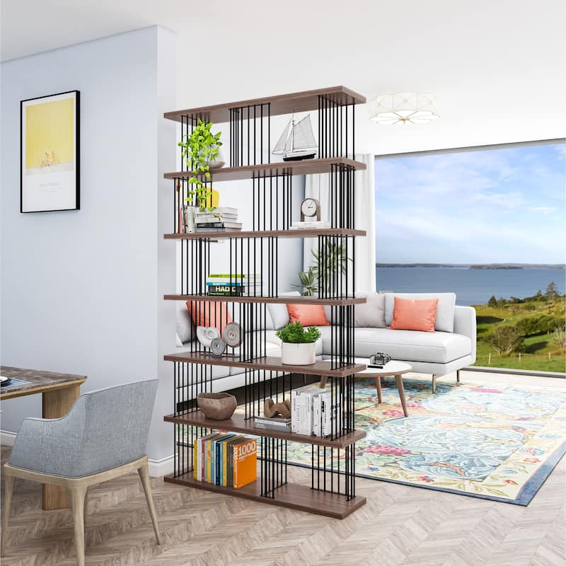 DAVEE Modern & Contemporary Antique Wood 6-tier Bookcase - 86.81*47.24*11.81 inches - 86.81*47.24*11.81 inches - Antique wood