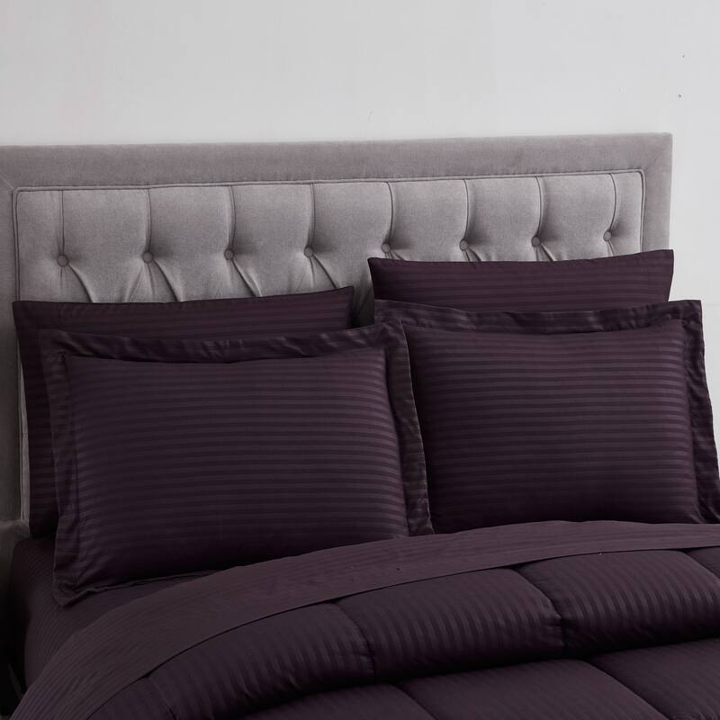 Sweet Home Collection 8 Piece Embossed Dobby Stripe Bed In A Bag All Season Complete Set