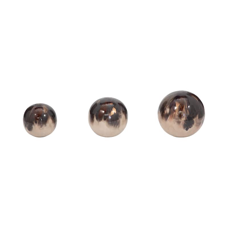 Sagebrook Home Set Of 3 4/5/6" Metal Abstract Round Galaxy Orbs