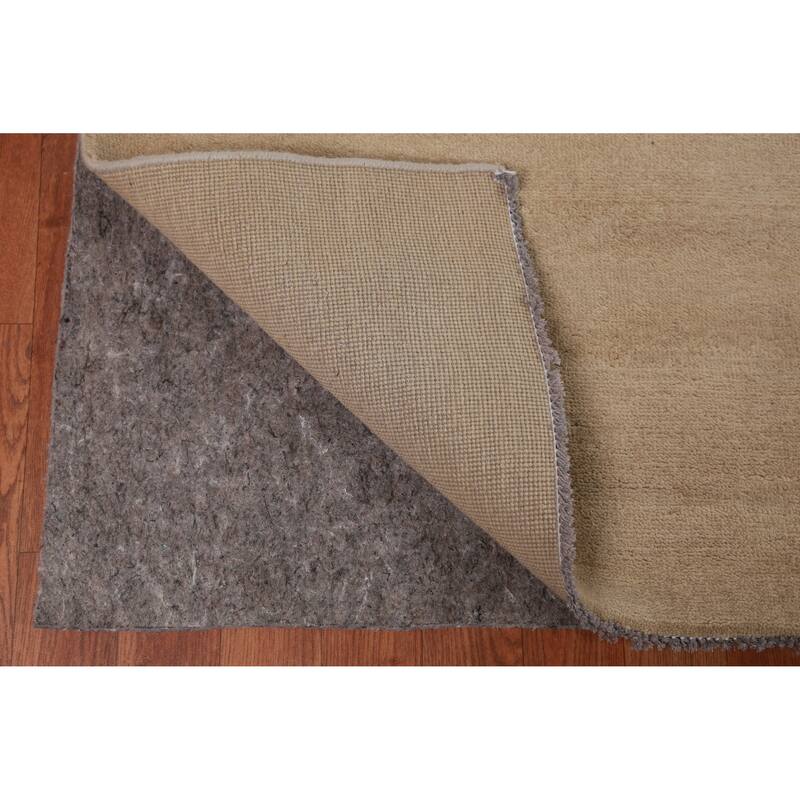 Hand Knotted Oriental 100% Wool Carpet Modern Solid Beige & Ivories Gabbeh Area Rug - 13' 9'' X 9' 11''
