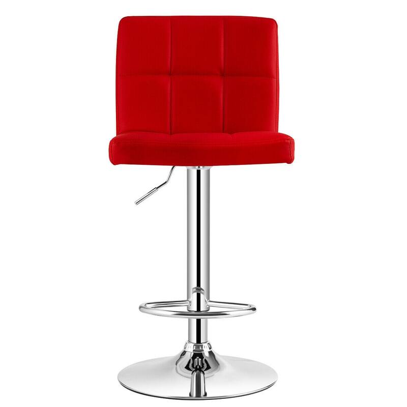Set of 2 Adjustable Height Bar Stool with PU Leather Seat and Swivel Function for Kitchen or Pub - 17.5"L x 20"W x 37" - 45"H