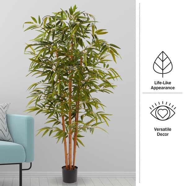 Pure Garden 6' Tall Artificial Bamboo Plant with Natural Trunk
