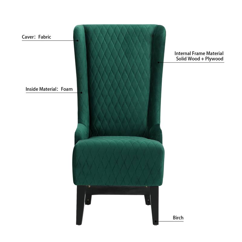 Retro Green 23.03" High Back Accent Chair with Solid Frame