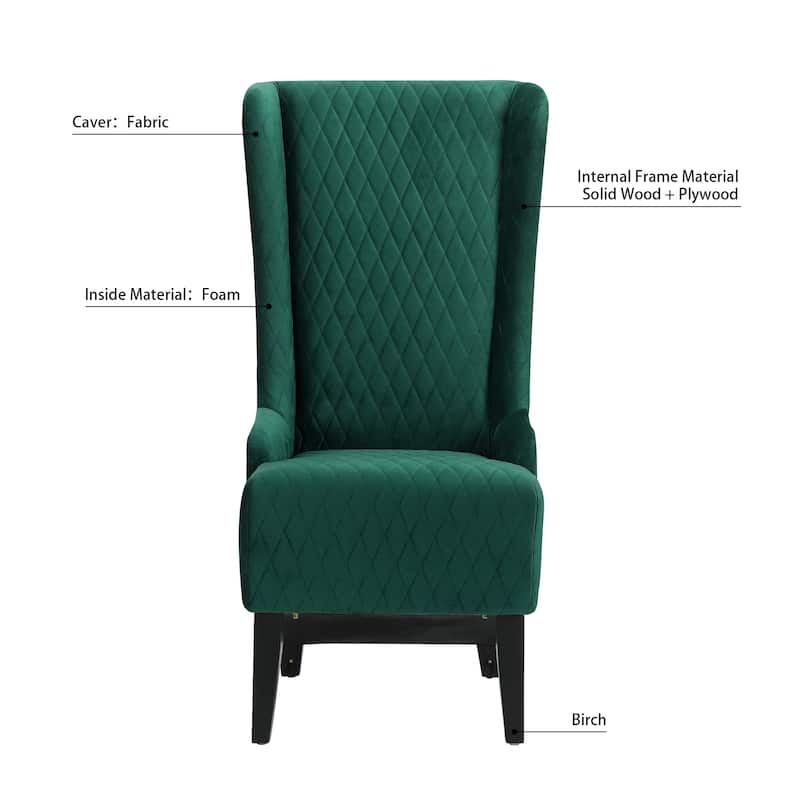 Upholstered Velvet Accent Chair with High Wingback and Wooden Legs