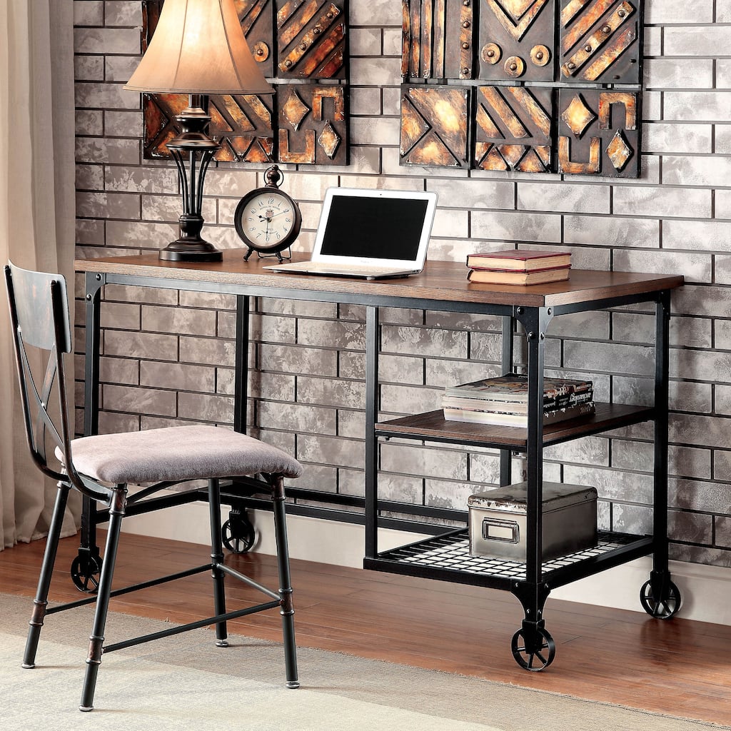 Ursa Industrial Oak 48-inch Metal Computer Desk by Furniture of America