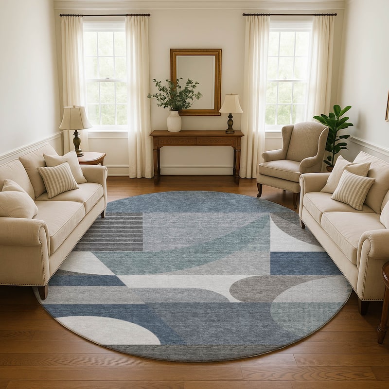 Premium Washable Super Soft Abstract Geo Mayfield Rug - Gray - 8' x 8'