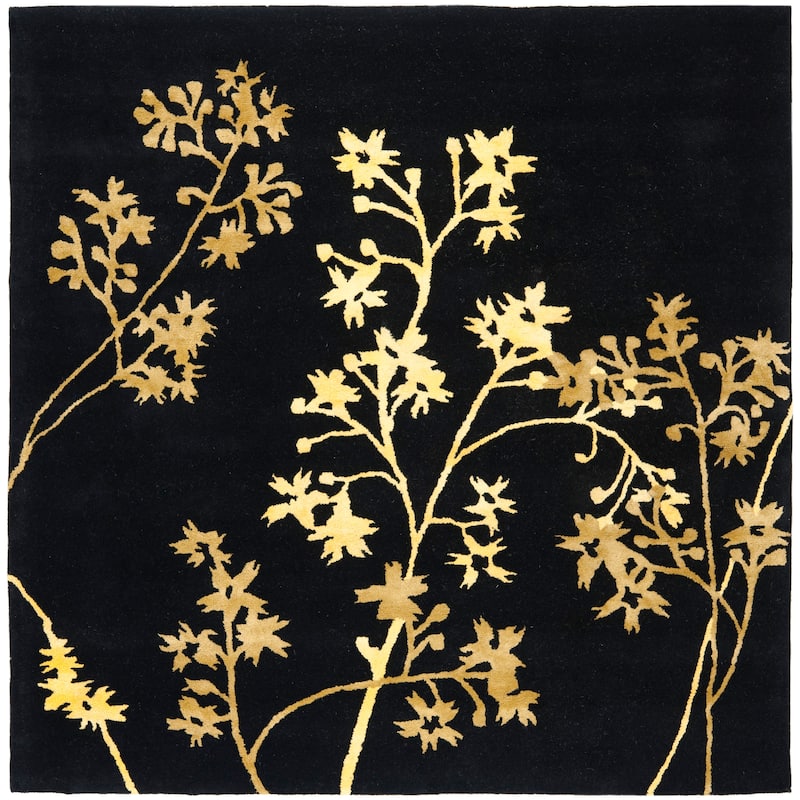 SAFAVIEH Handmade Soho Yessenia N.Z. Wool Rug - 8' Square - Black/Lime
