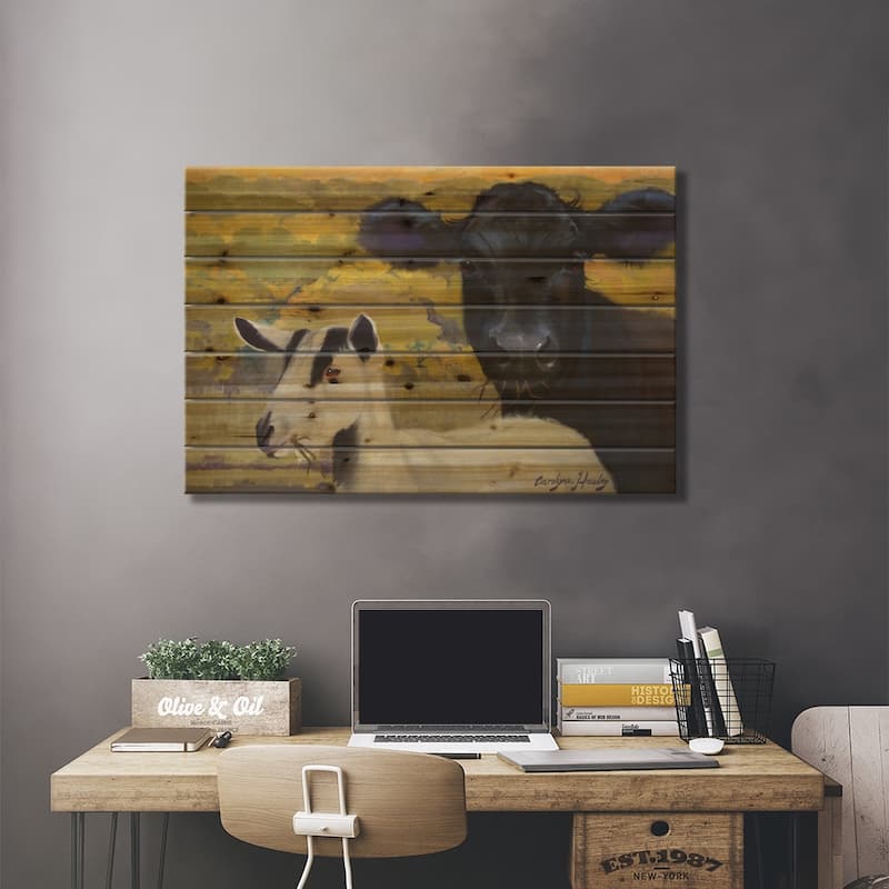 Farm Pals IV Print On Wood by Carolyne Hawley - Multi-Color