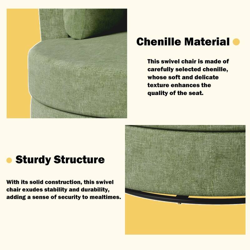 Swivel 34.7" Wide Comfortable Chenille Accent Chair (Set of 4)