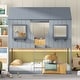 preview thumbnail 2 of 11, Gray Twin Over Twin Pine Bunk Bed with Roof, Windows, and Ladder