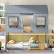 preview thumbnail 13 of 22, Twin Over Twin Bunk Bed Wood Bed w/ Roof, Window, Guardrail & Ladder Gray - Twin