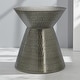 preview thumbnail 1 of 17, 20"L Metal Drum Accent Table with Hammered Design, Contemporary Side, End, and Nightstand Table for Living Room and Bedroom Silver