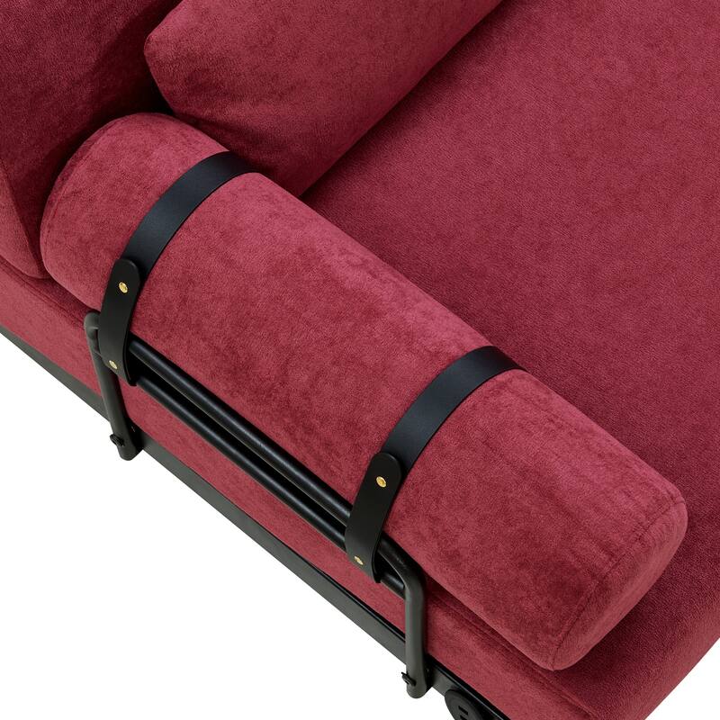 Roomfitters Loveseat Sofa with USB Ports and Cylindrical Armrests, 2-Seater Couch for Living Room