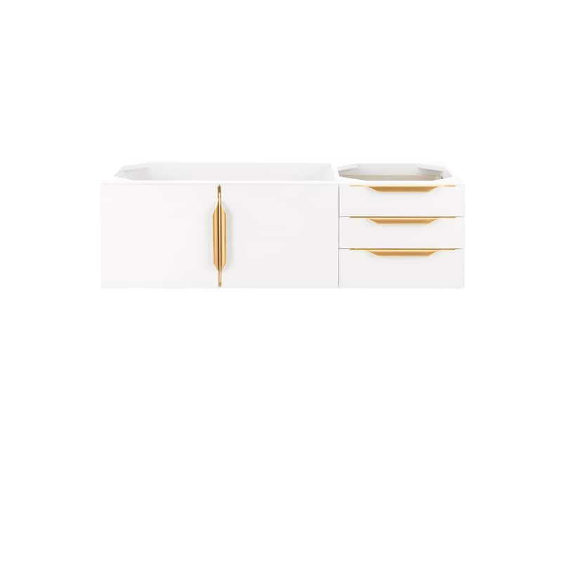 James Martin Vanities Mercer Island 48" Single Vanity, Glossy White with Radiant Gold Hardware - Base Only - No Countertop