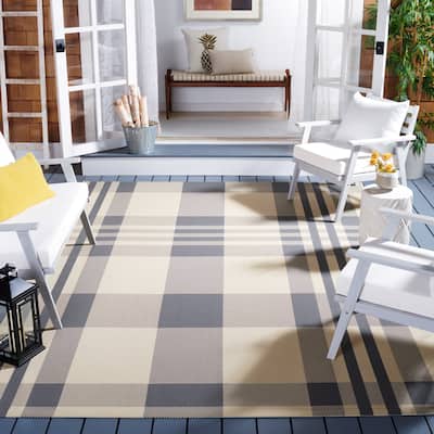 SAFAVIEH Courtyard Jolene Plaid Indoor/ Outdoor Waterproof Patio Backyard Rug