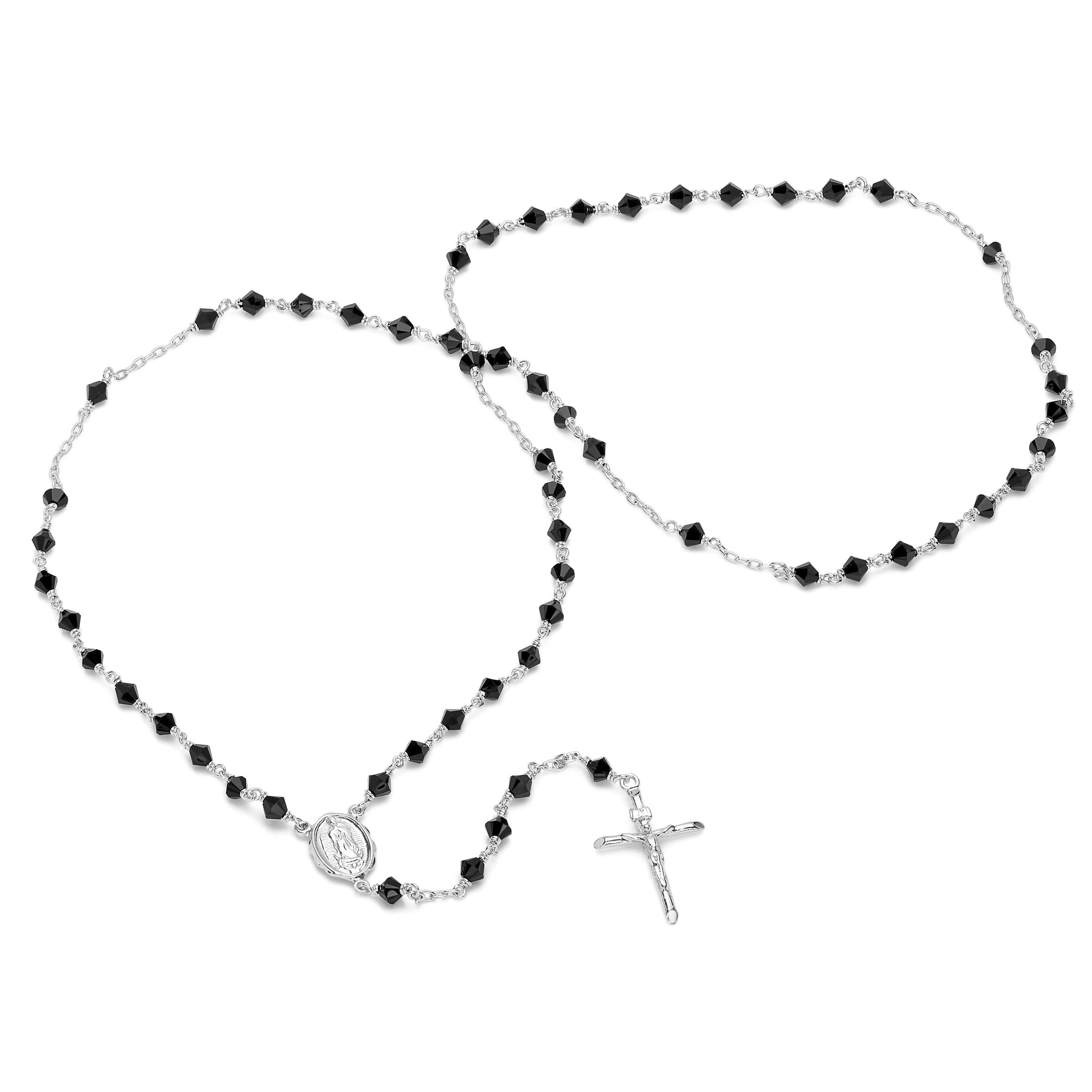 Roberto Martinez Platinum or Gold Plated Sterling Silver Rosary Made With Austrian Crystals