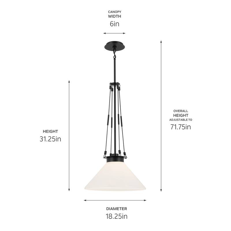 Kichler Lighting Albers 18.25 In. 1-Light Black Pendant Light
