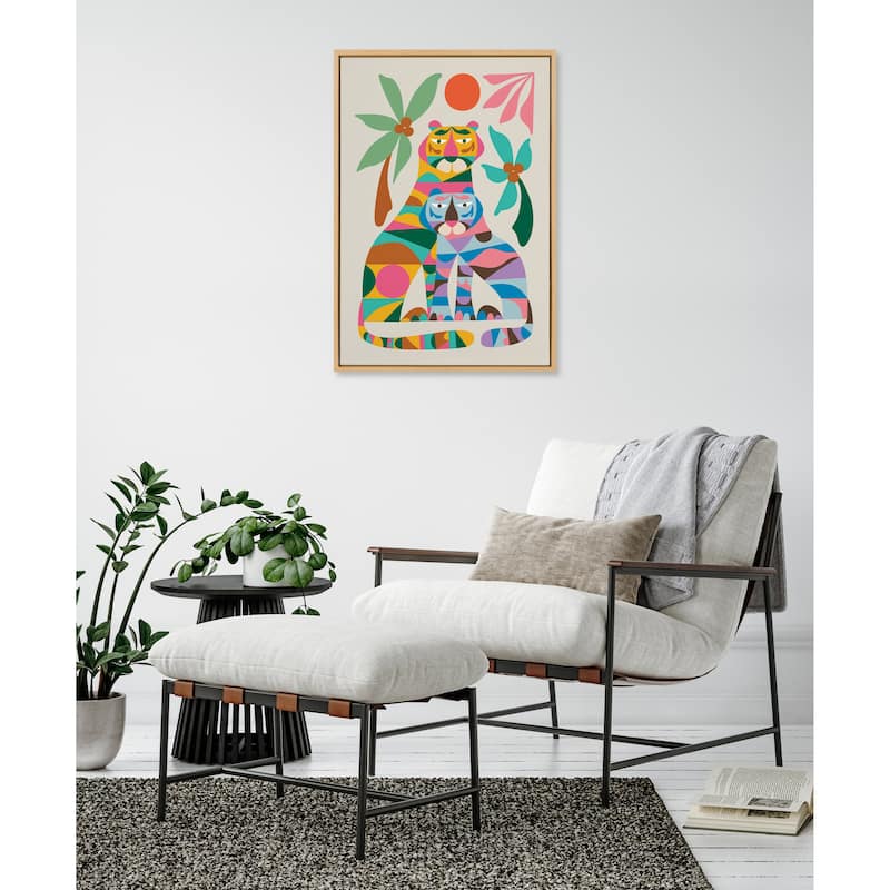 Kate and Laurel Sylvie MCM Tiger Love Framed Canvas by Rachel Lee