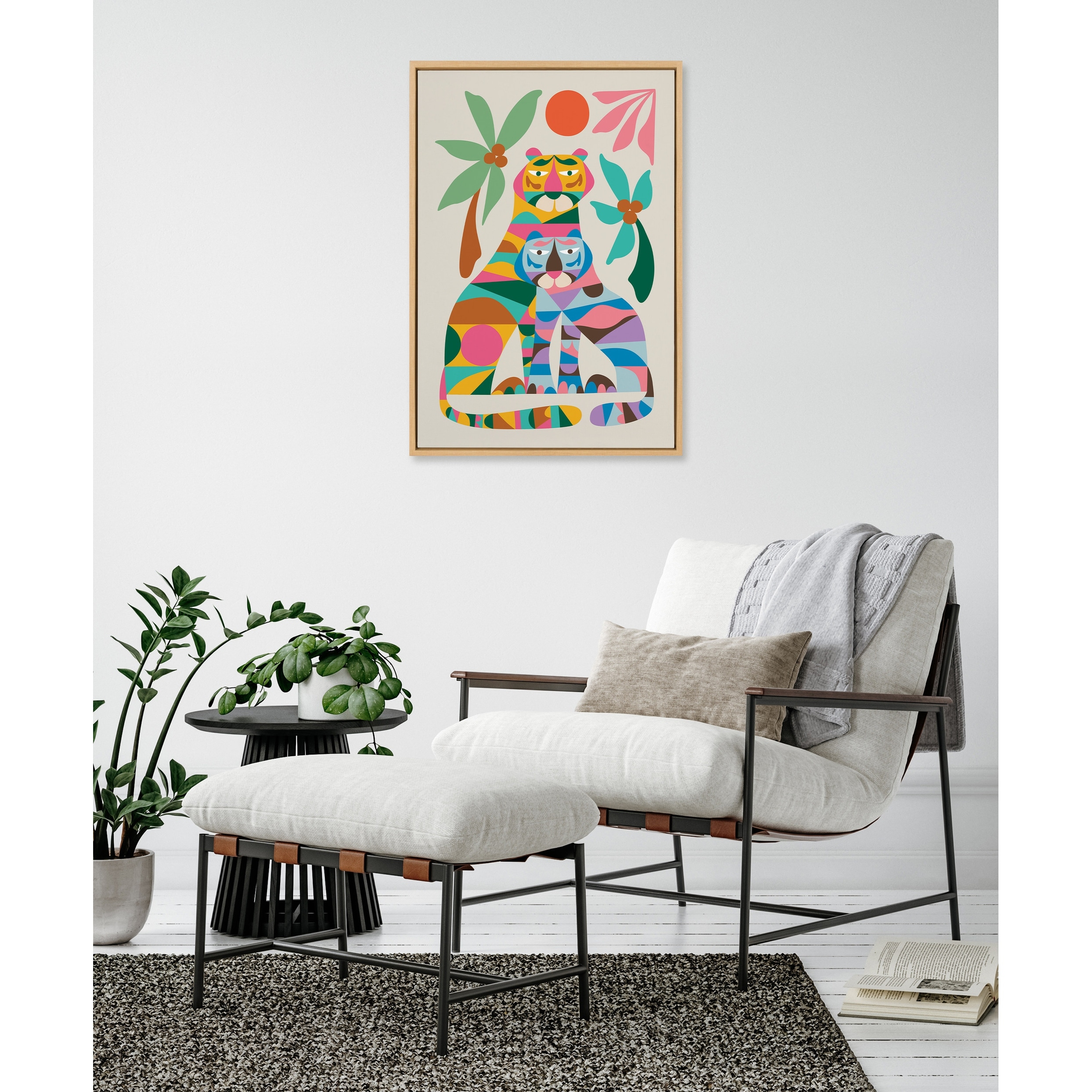 Kate and Laurel Sylvie MCM Tiger Love Framed Canvas by Rachel Lee