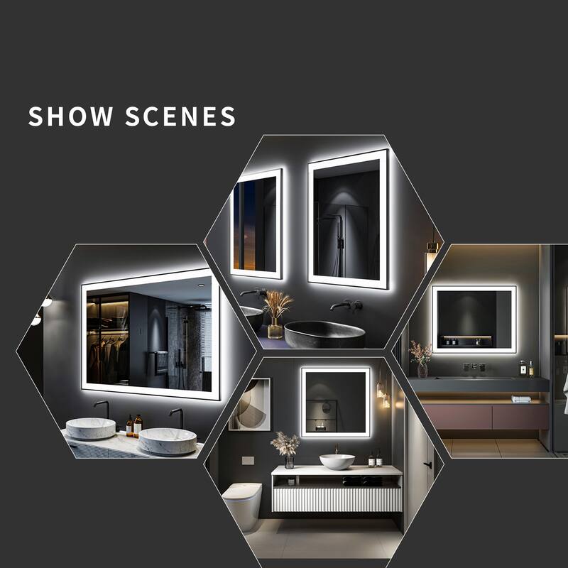 Square LED Light Anti-Fog Vanity Mirror with Backlit, Front Light - 36 in. W x 36 in. H