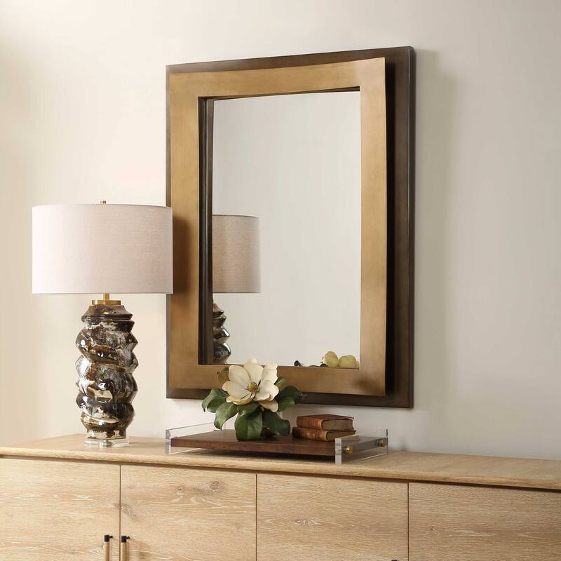 Uttermost Around The Bend Golden Bronze Mirror - 35.38" W x 44.88" H x 3.75" D