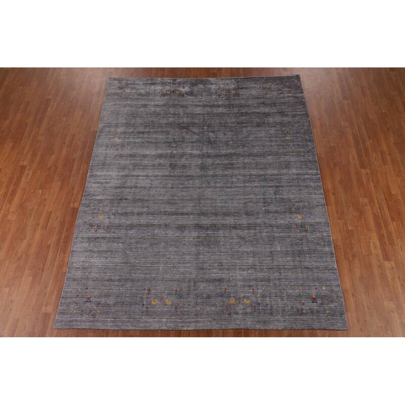 Gabbeh Indian Area Rug Handmade Silk Carpet - 7'10"x 9'9"