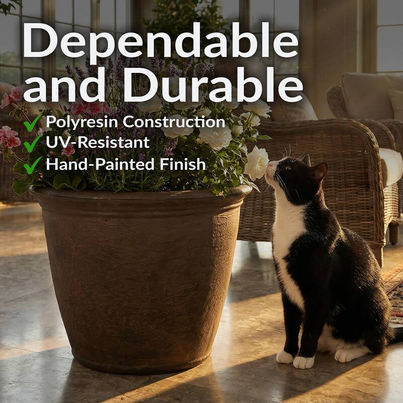 Sunnydaze Anjelica Outdoor Flower Pot Planter - 20-Inch - 4-Pack - Sable - 20 in