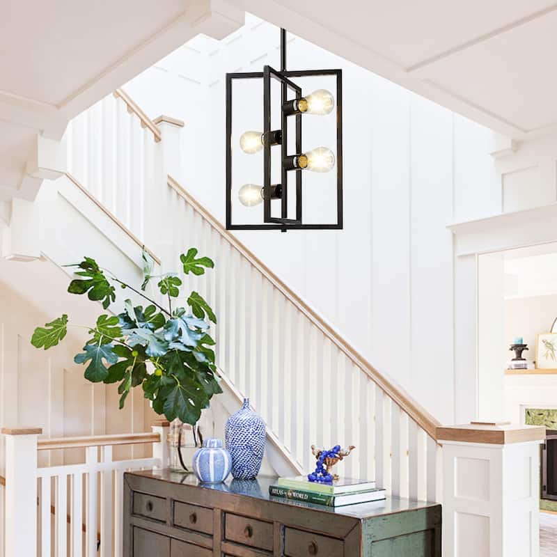 Pendant Light Fixture 4 Lights Candle Chandelier Rustic Industrial Metal Ceiling Light