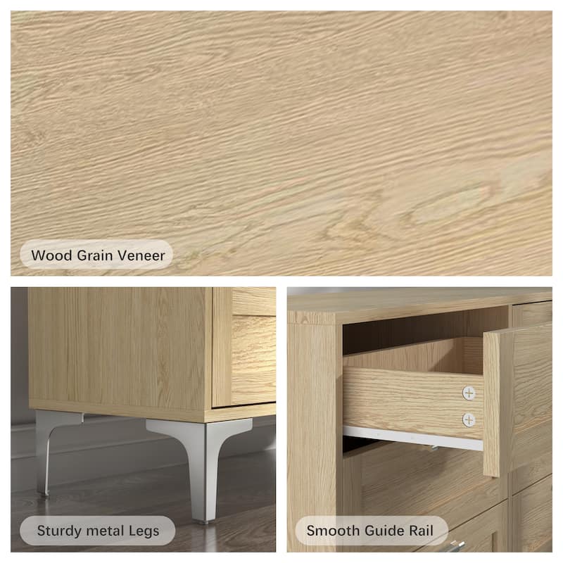 6 Drawers Dresser for Bedroom, Entryway Chest of Drawers Wooden TV Stand Drawer Organizer