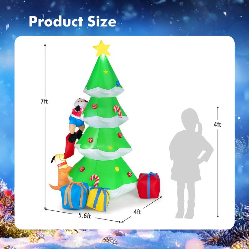 Gymax 7FT Self Inflatable Santa Claus Climbing Tree Christmas - See Details
