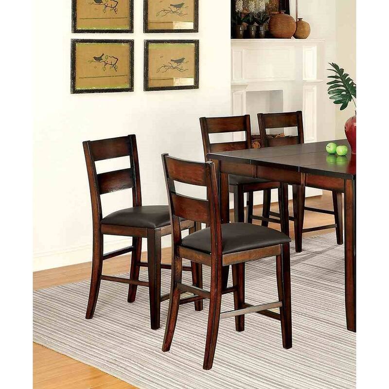 Transitional Dark Cherry Finish 9PC Counter Height Set Table and Side Chairs