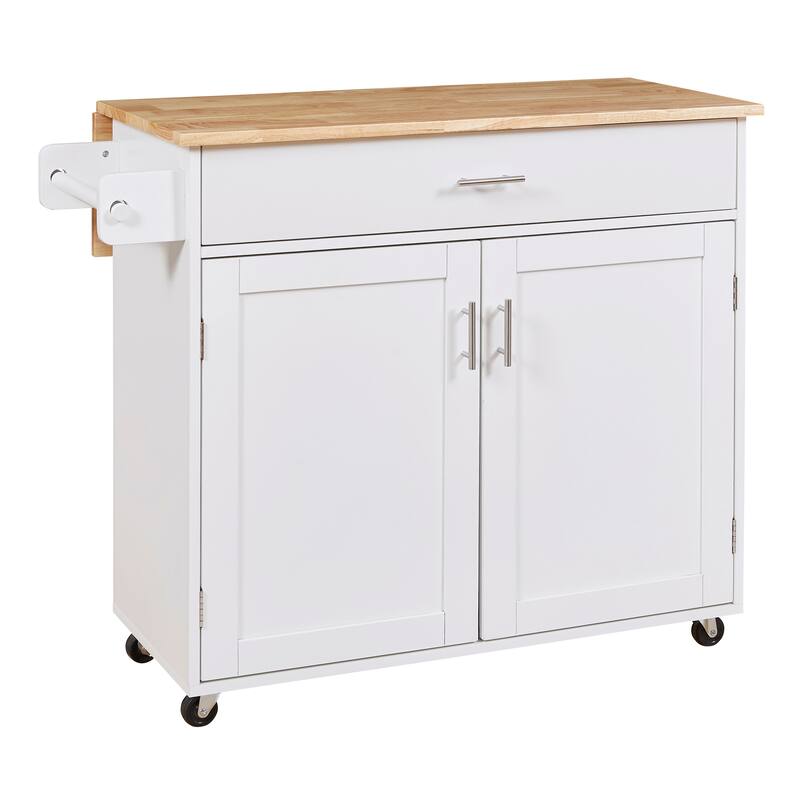 Rolling Kitchen Island with Divider and Internal Storage Rack